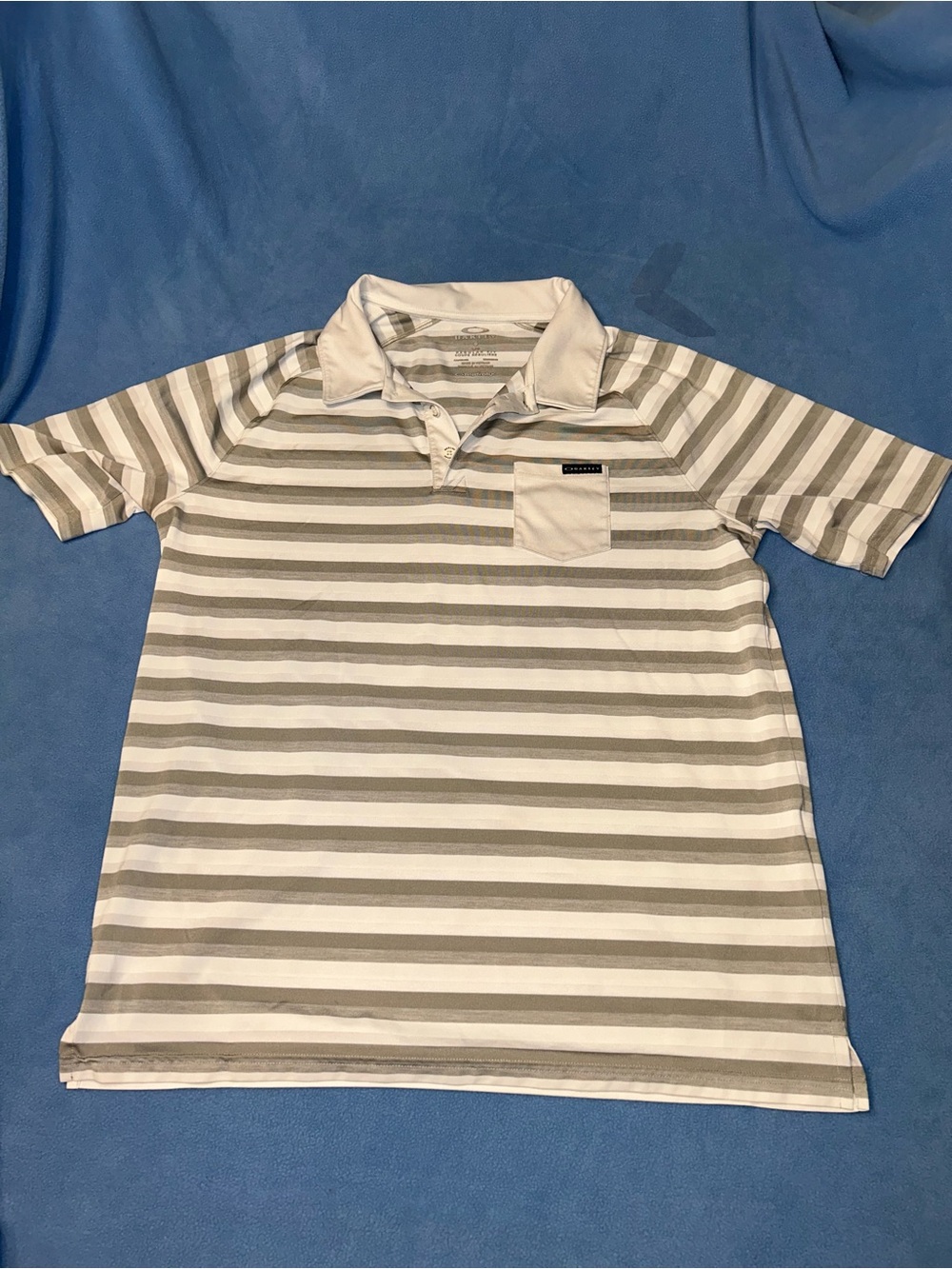 Oakley Hydrolix Men's Gray & White Striped Polo